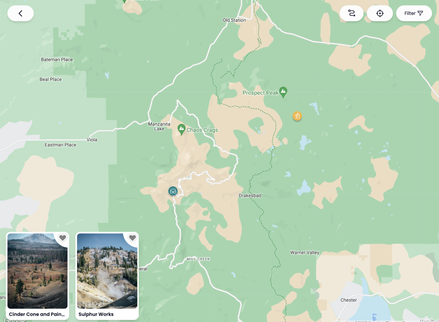 Map of Lassen Volcanic National Park